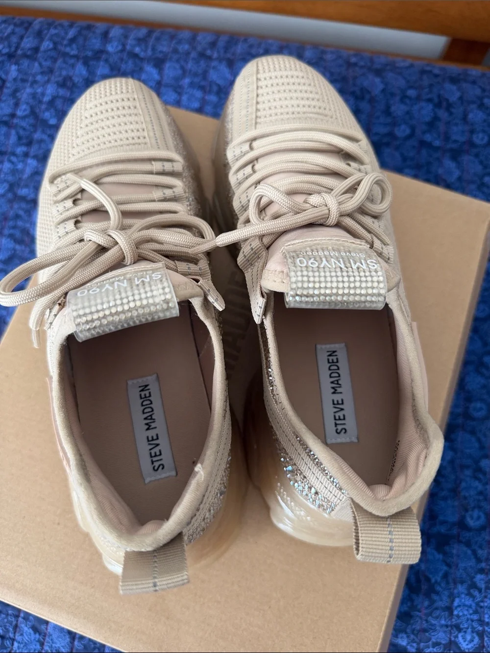 Steve Madden Maxima Blush Rhinestone Gem Sneakers